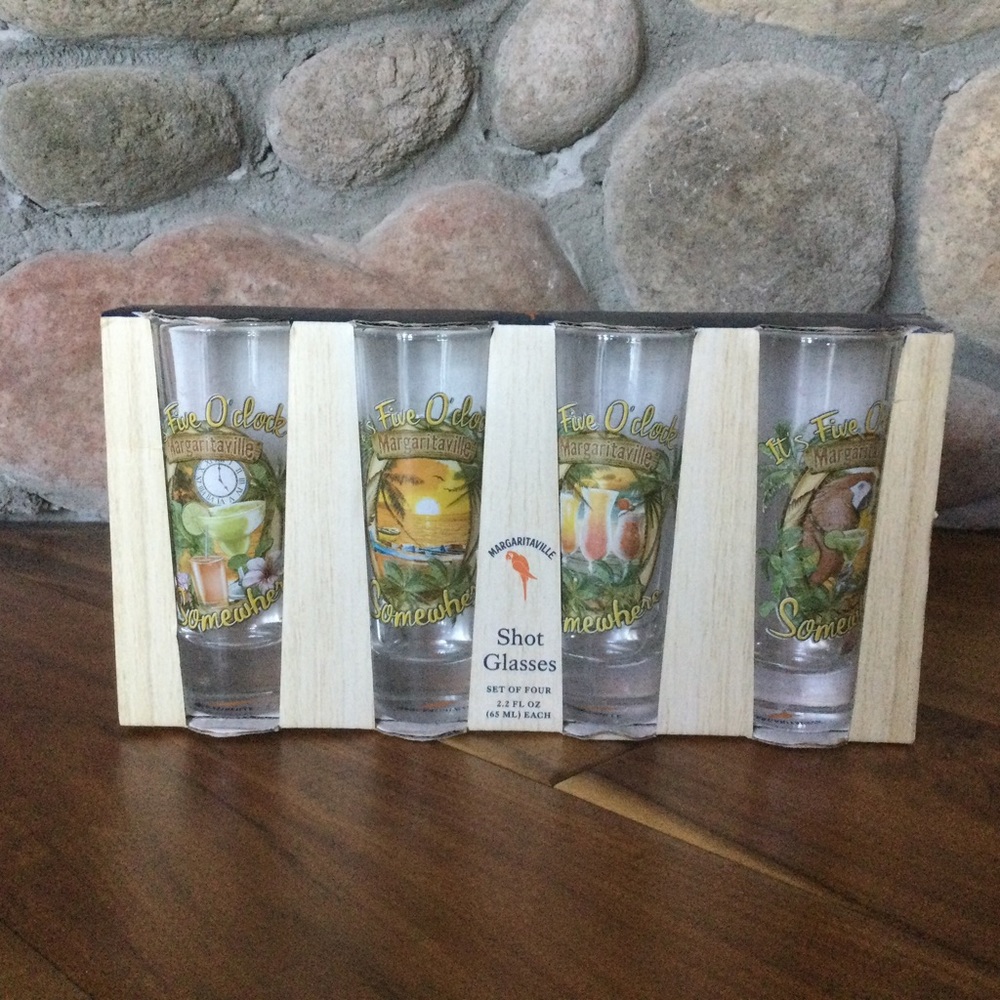 ✔️NIB Jimmy Buffets Margaritaville Shot Glasses Set of 4